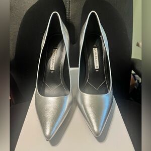 Charles David Metallic Silver Heels